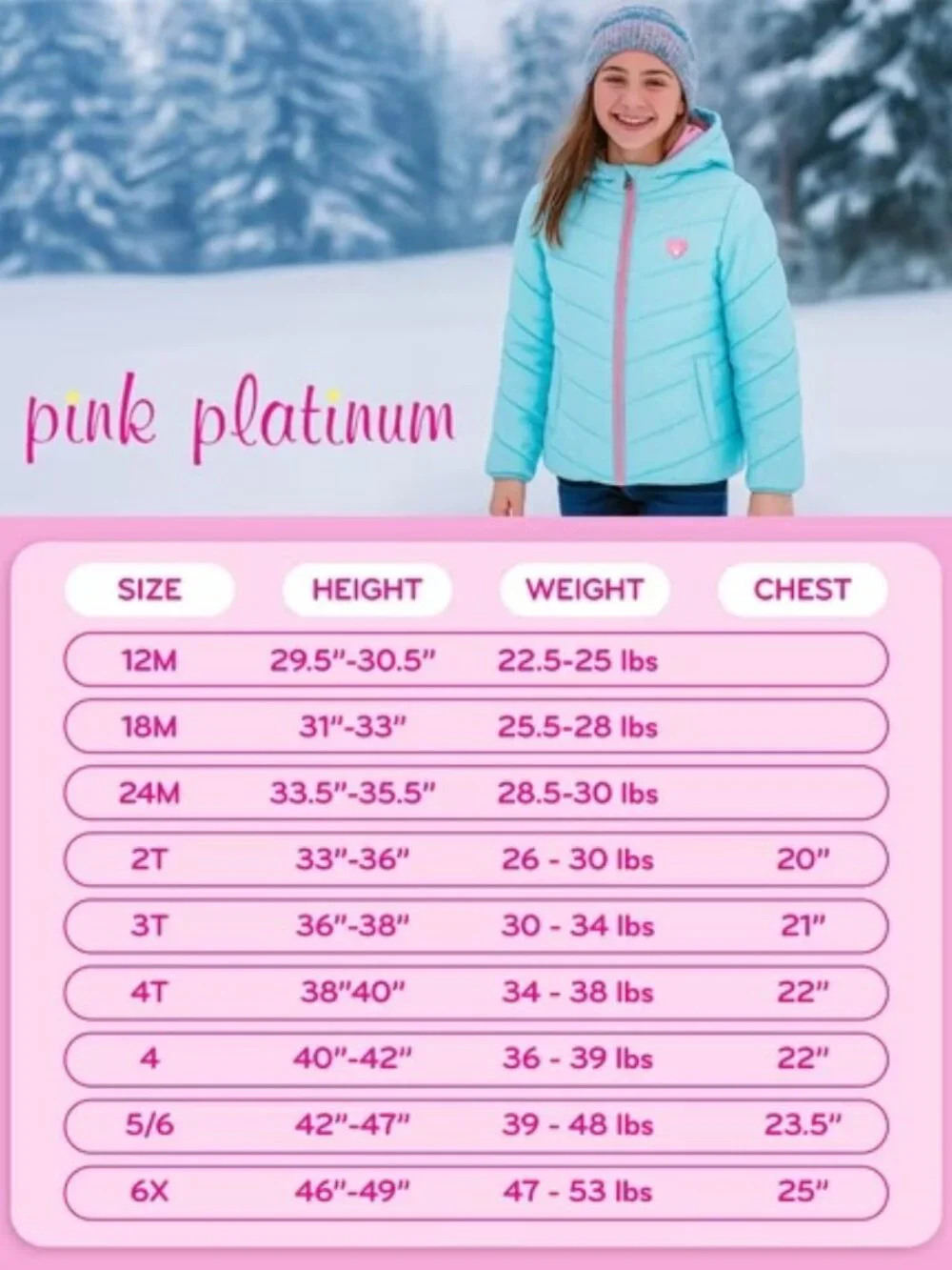Pink Platinum Girls Snow Bib Pants - Size 5/6 - Like New